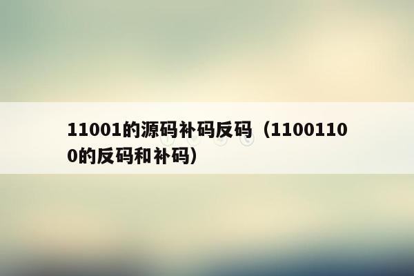 11001的源码补码反码（11001100的反码和补码）