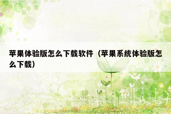 苹果体验版怎么下载软件（苹果系统体验版怎么下载）