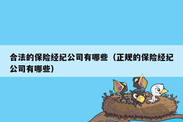 合法的保险经纪公司有哪些（正规的保险经纪公司有哪些）