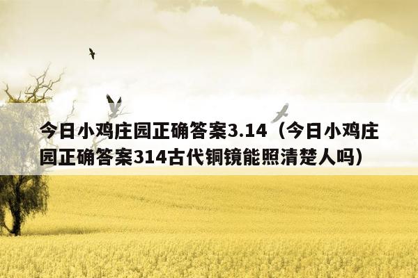 今日小鸡庄园正确答案3.14（今日小鸡庄园正确答案314古代铜镜能照清楚人吗）