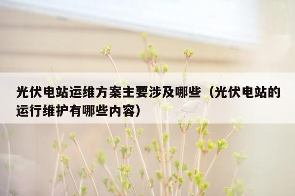 光伏电站运维方案主要涉及哪些（光伏电站的运行维护有哪些内容）