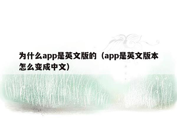 为什么app是英文版的（app是英文版本怎么变成中文）