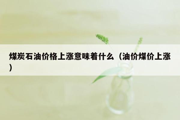 煤炭石油价格上涨意味着什么（油价煤价上涨）