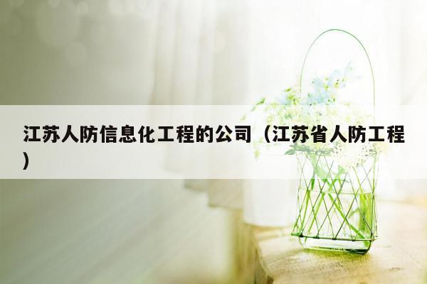 江苏人防信息化工程的公司（江苏省人防工程）