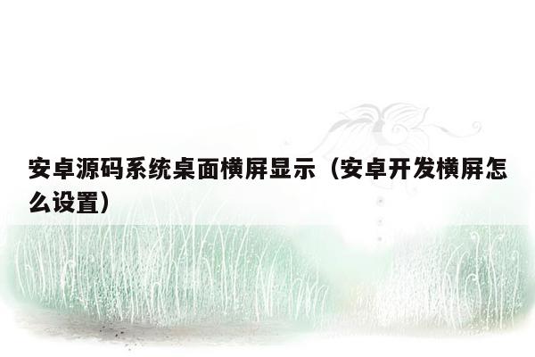 安卓源码系统桌面横屏显示（安卓开发横屏怎么设置）