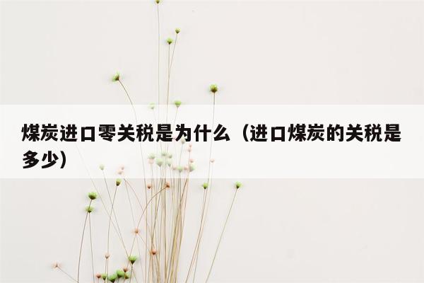 煤炭进口零关税是为什么（进口煤炭的关税是多少）