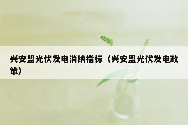 兴安盟光伏发电消纳指标（兴安盟光伏发电政策）