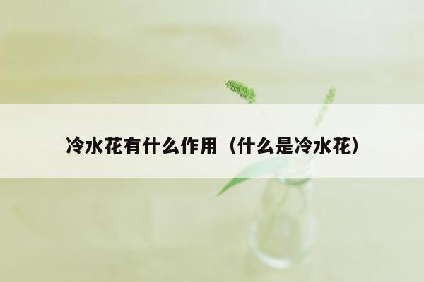 冷水花有什么作用（什么是冷水花）