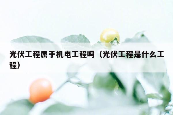 光伏工程属于机电工程吗（光伏工程是什么工程）