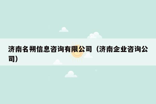 济南名朔信息咨询有限公司（济南企业咨询公司）