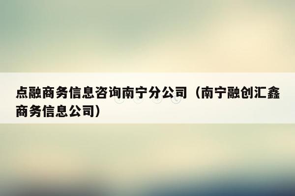 点融商务信息咨询南宁分公司（南宁融创汇鑫商务信息公司）