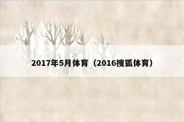 2017年5月体育（2016搜狐体育）