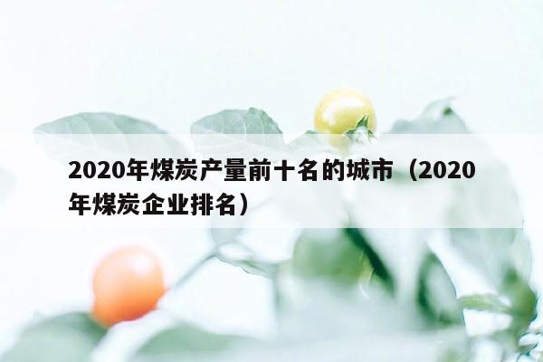 2020年煤炭产量前十名的城市（2020年煤炭企业排名）