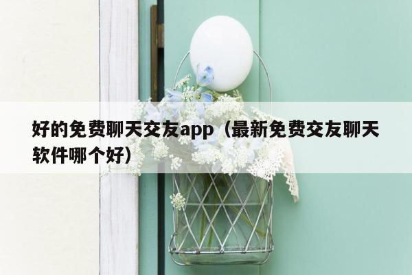 好的免费聊天交友app（最新免费交友聊天软件哪个好）