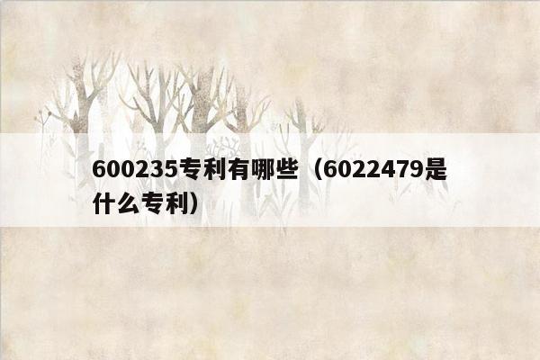 600235专利有哪些（6022479是什么专利）