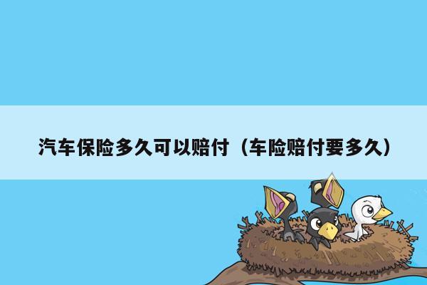 汽车保险多久可以赔付（车险赔付要多久）