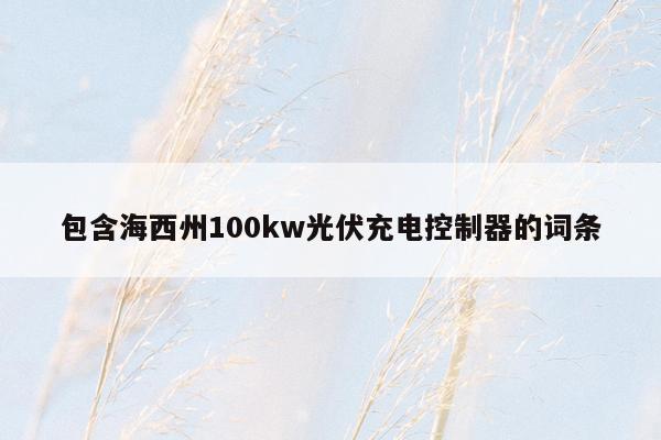 包含海西州100kw光伏充电控制器的词条