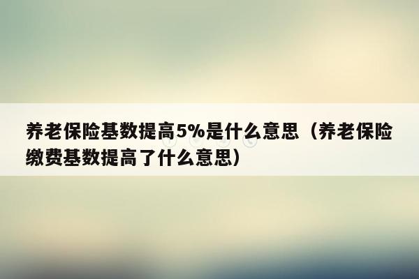 养老保险基数提高5%是什么意思（养老保险缴费基数提高了什么意思）