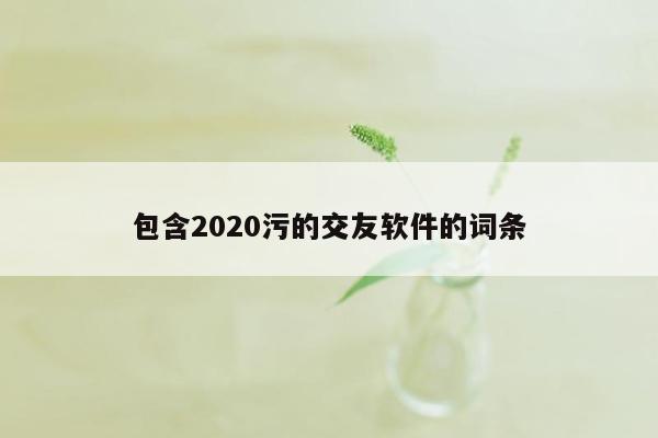 包含2020污的交友软件的词条