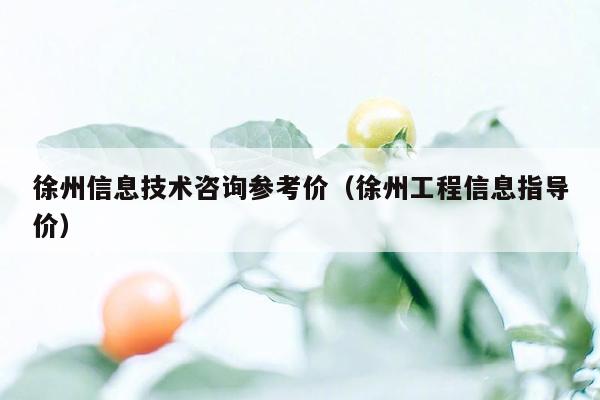 徐州信息技术咨询参考价（徐州工程信息指导价）