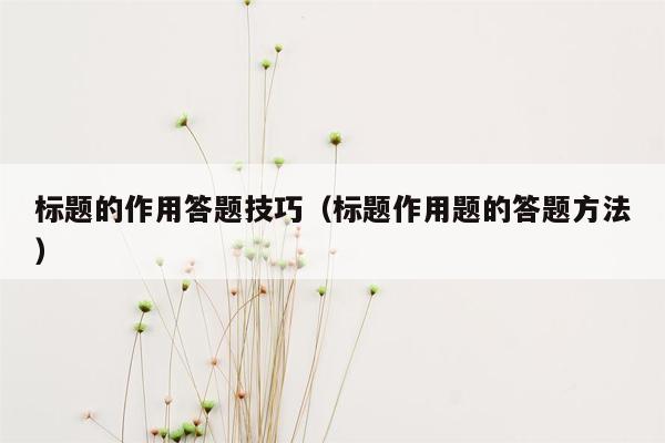 标题的作用答题技巧（标题作用题的答题方法）