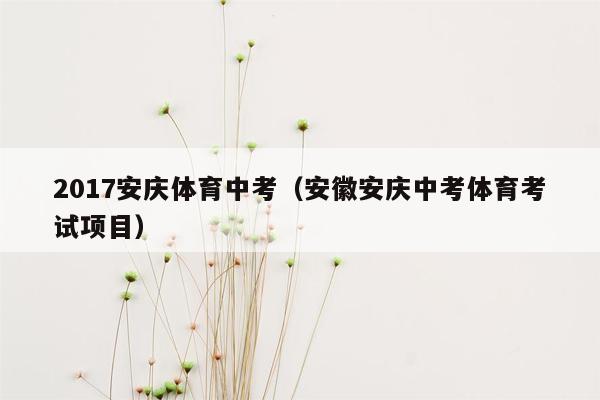 2017安庆体育中考（安徽安庆中考体育考试项目）