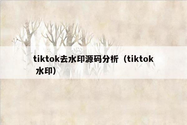 tiktok去水印源码分析（tiktok 水印）