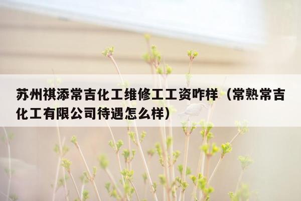 苏州祺添常吉化工维修工工资咋样（常熟常吉化工有限公司待遇怎么样）