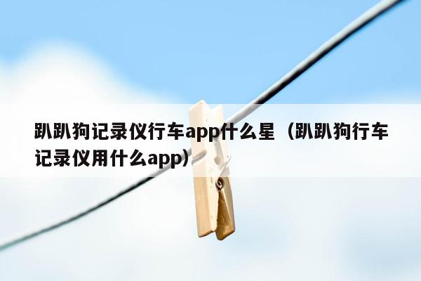 趴趴狗记录仪行车app什么星（趴趴狗行车记录仪用什么app）