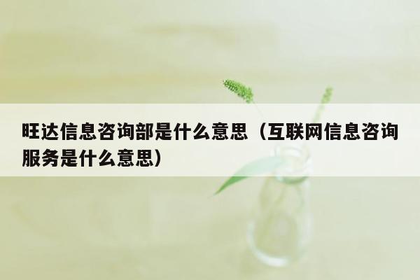 旺达信息咨询部是什么意思（互联网信息咨询服务是什么意思）