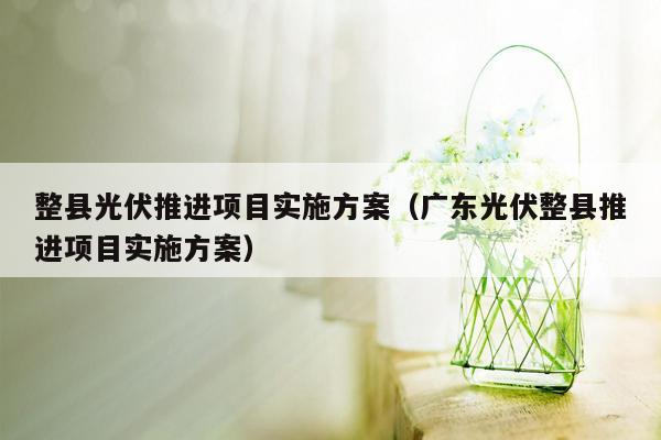 整县光伏推进项目实施方案（广东光伏整县推进项目实施方案）