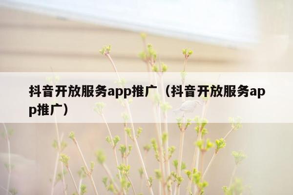 抖音开放服务app推广（抖音开放服务app推广）