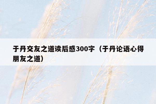 于丹交友之道读后感300字（于丹论语心得朋友之道）