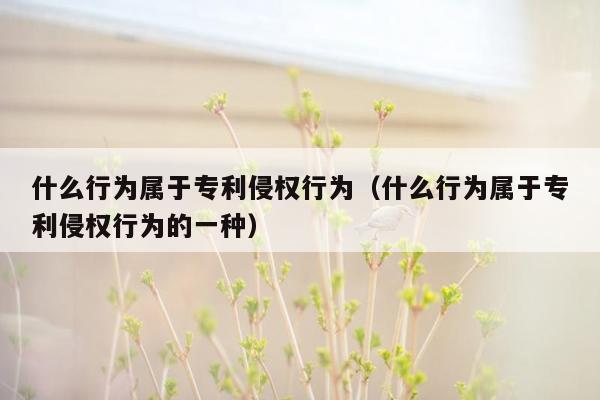 什么行为属于专利侵权行为（什么行为属于专利侵权行为的一种）