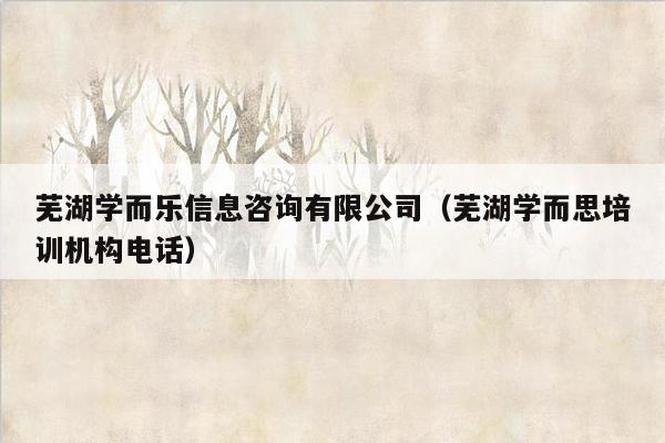 芜湖学而乐信息咨询有限公司（芜湖学而思培训机构电话）