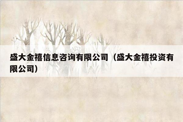 盛大金禧信息咨询有限公司（盛大金禧投资有限公司）