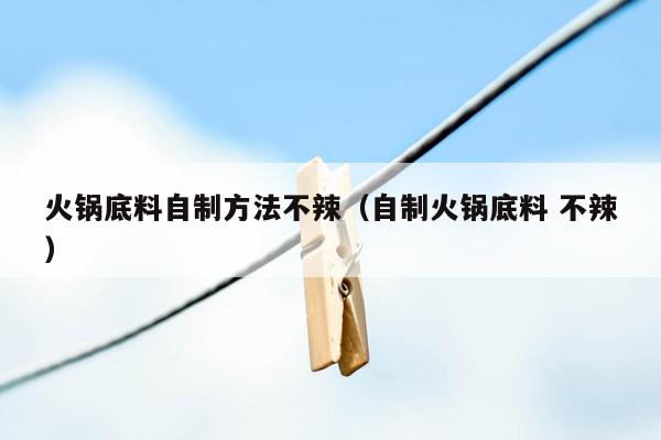 火锅底料自制方法不辣（自制火锅底料 不辣）