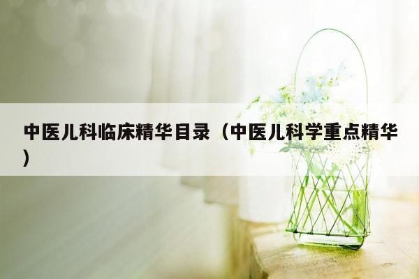 中医儿科临床精华目录（中医儿科学重点精华）