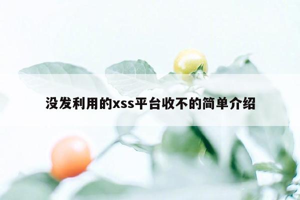 没发利用的xss平台收不的简单介绍