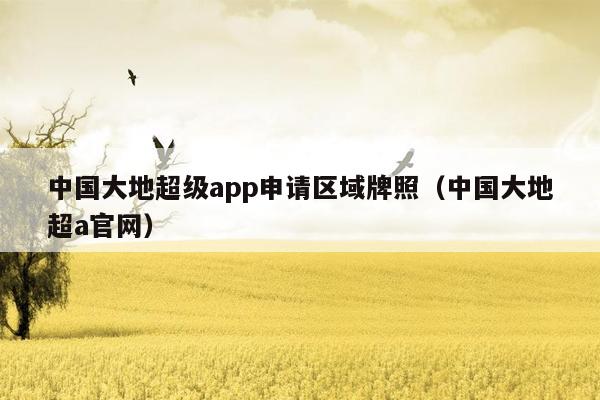 中国大地超级app申请区域牌照（中国大地超a官网）