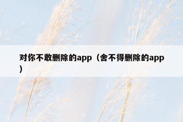 对你不敢删除的app（舍不得删除的app）