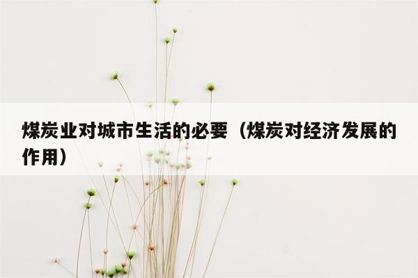 煤炭业对城市生活的必要（煤炭对经济发展的作用）