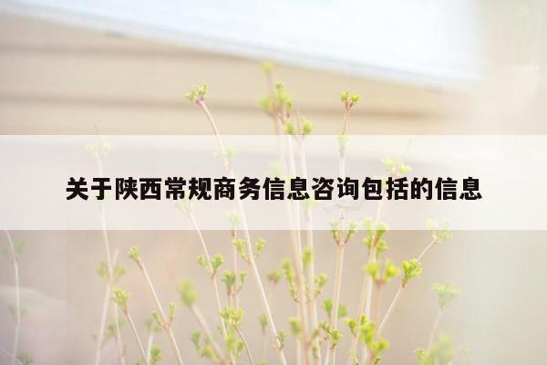 关于陕西常规商务信息咨询包括的信息