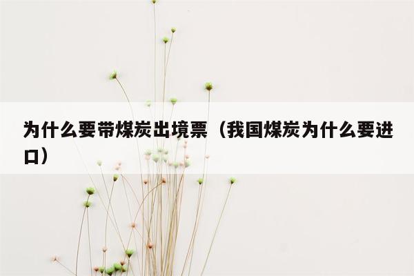 为什么要带煤炭出境票（我国煤炭为什么要进口）