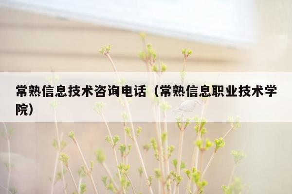 常熟信息技术咨询电话（常熟信息职业技术学院）